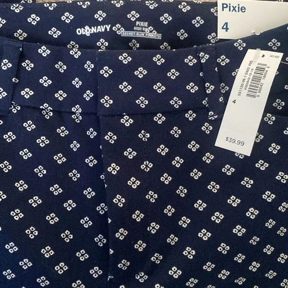 OLD NAVY Pixie High Rise Pants Size 4 NWT Secret-Slim Pockets Cotton Blend Navy - Picture 3 of 15